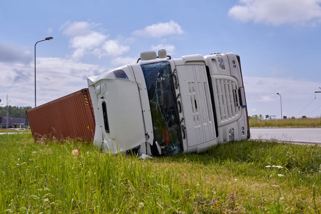 A large overturn on roadside after accident